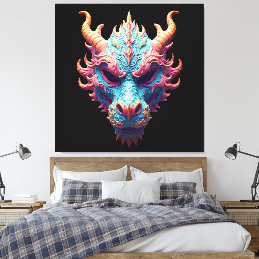 Aurora Dragon Mask Canvas Afdruk (Insitu (Slaapkamer))