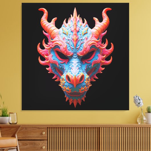 Aurora Drakon Masker Canvas Afdruk (Insitu (Woonkamer))