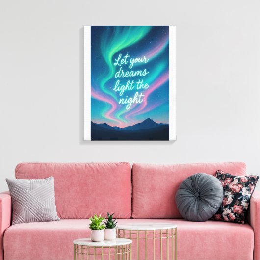 Aurora Dreams Muurkunst | Het noorderlicht geïnspi Canvas Afdruk (Insitu (Woonkamer))