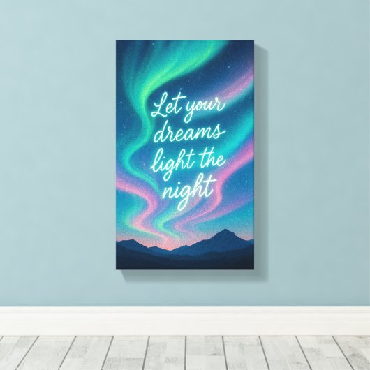 Aurora Dreams Muurkunst | Het noorderlicht geïnspi Canvas Afdruk (Insitu (Houten vloer))