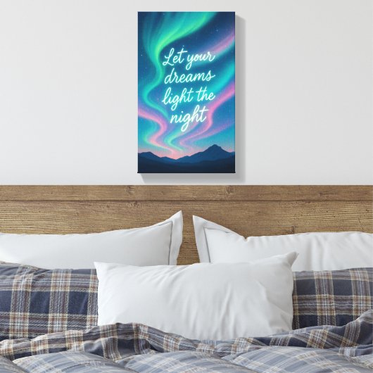 Aurora Dreams Muurkunst | Het noorderlicht geïnspi Canvas Afdruk (Insitu (Slaapkamer))
