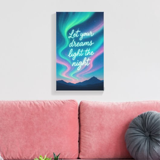 Aurora Dreams Muurkunst | Het noorderlicht geïnspi Canvas Afdruk (Insitu (Woonkamer))