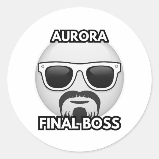 Aurora Eindbaas Cool Emoji Sticker (Voorkant)