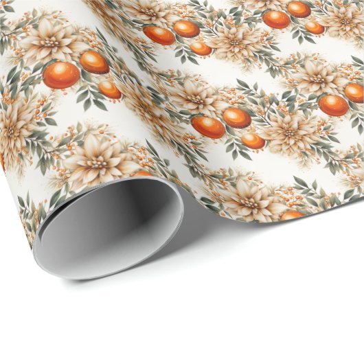 Aurora Elegantie: Sinaasappel & Goud Cadeaupapier (Rol Hoek)