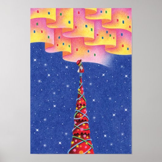 Aurora en een kerstboom. poster (Voorkant)