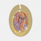 Aurora engel met gouden sprankelende kunst van Ren Metalen Ornament (Voorkant links)