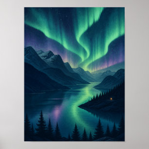 Aurora Fjord Noorderlicht 12x16 Poster