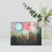 Aurora Forest Full Moon Briefkaart (Staand voorkant)