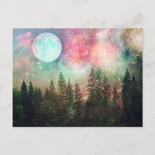 Aurora Forest Full Moon Briefkaart (Voorkant)