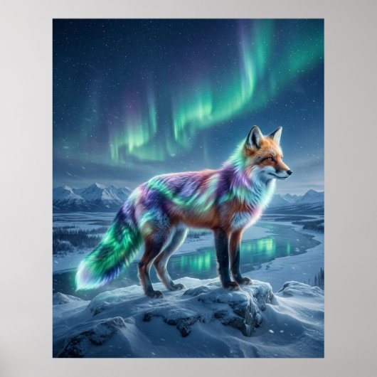 Aurora Fox Frozen Landscape Poster (Voorkant)