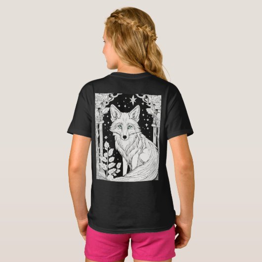 Aurora Fox Kinder Kleurstof T-shirt - Zwart & Wit  (Achterkant volledig)