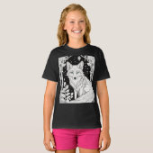 Aurora Fox Kinder Kleurstof T-shirt - Zwart & Wit (Voorkant volledig)