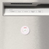 Aurora Gepersonaliseerde Roze Bow & Gingham Print Magneet (Insitu (Vaatwasser))