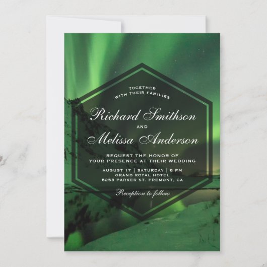 Aurora Glacier Noorderlicht bruiloft uitnodiging (Voorkant)