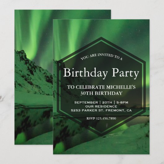 Aurora Glacier Northern Lights Birthday Party Kaart (Voorkant / Achterkant)