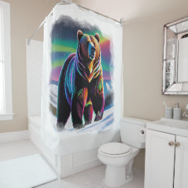 Aurora & Grizzly Beer Wildlife Design Douchegordijn