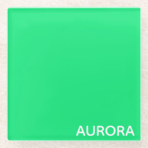 Aurora groene kleurnaam glazen onderzetter