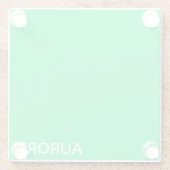 Aurora groene kleurnaam glazen onderzetter (Achterkant)