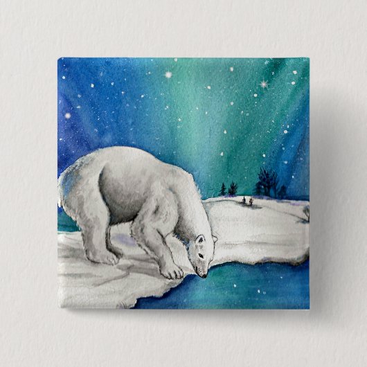 Aurora Ijsbeer Vierkante Button 5,1 Cm (Voorkant)