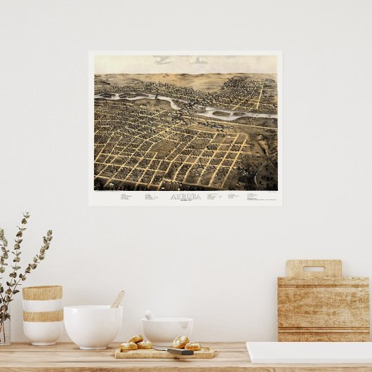 Aurora, IL Panorama - 1867 Poster (Keuken)