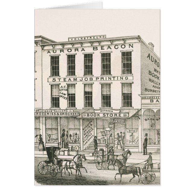 Aurora Illinois Aurora Beacon News 1871 Stone Lith (Voorkant)