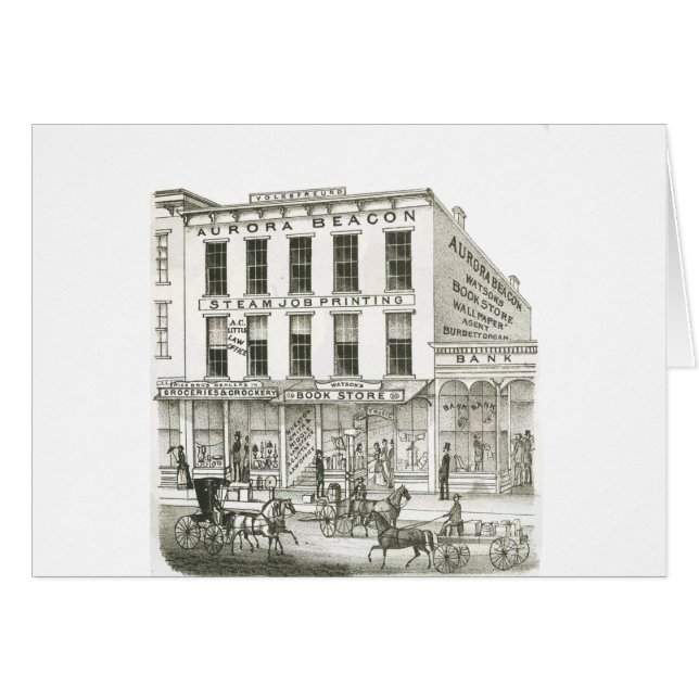 Aurora Illinois Aurora Beacon News 1871 Stone Lith (Voorkant Horizontaal)