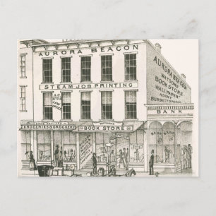 Aurora Illinois Aurora Beacon News 1871 Stone Lith Briefkaart