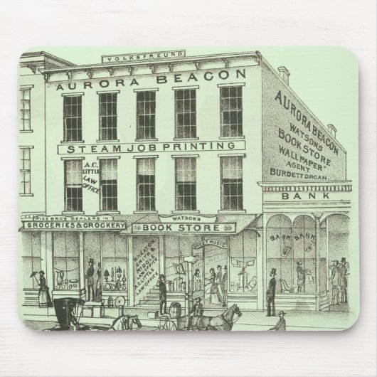 Aurora Illinois Aurora Beacon News 1871 Stone Lith Muismat (Voorkant)