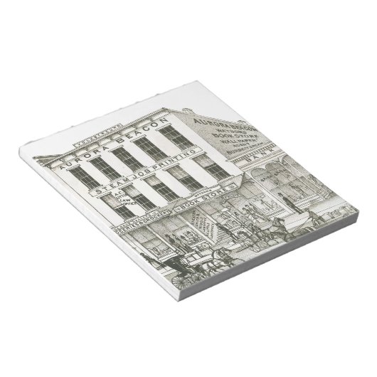 Aurora Illinois Aurora Beacon News 1871 Stone Lith Notitieblok (Schuin)