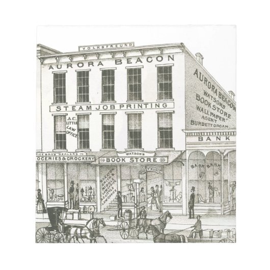 Aurora Illinois Aurora Beacon News 1871 Stone Lith Notitieblok (Voorkant)