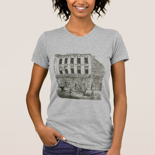 Aurora Illinois Aurora Beacon News 1871 Stone Lith T-shirt (Voorkant)