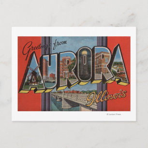 Aurora, Illinois - grote letterscènes Briefkaart