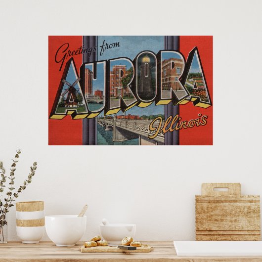 Aurora, Illinois - grote letterscènes Poster (Keuken)
