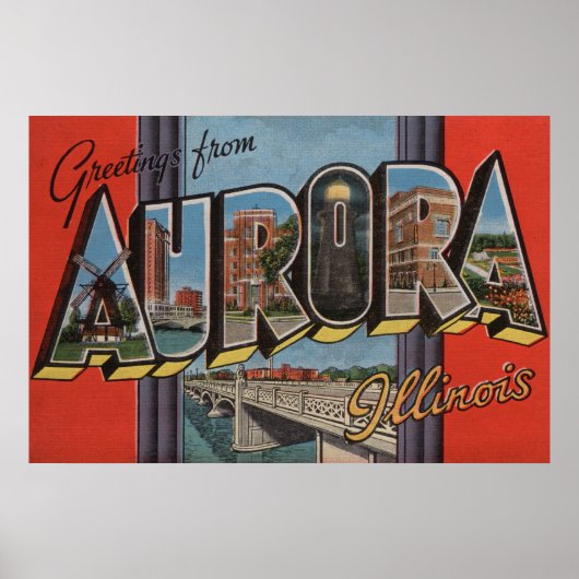 Aurora, Illinois - grote letterscènes Poster (Voorkant)
