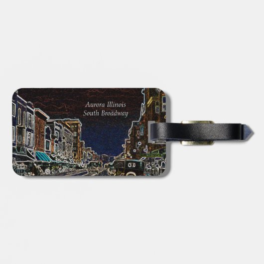 Aurora Illinois South Broadway Neon Art 1920 Bagagelabel (Achterkant horizontaal)