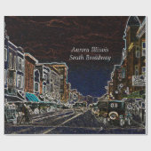 Aurora Illinois South Broadway Neon Art 1920 Cadeaupapier (Vlak)