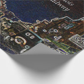 Aurora Illinois South Broadway Neon Art 1920 Cadeaupapier (Hoek)