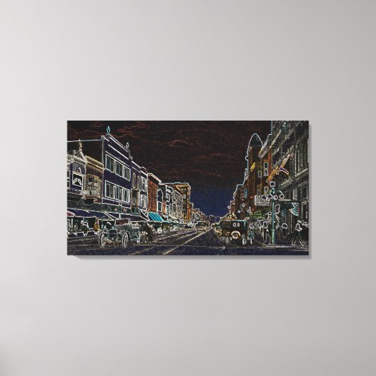 Aurora Illinois South Broadway Neon Art 1920 Canvas Afdruk (Voorkant)