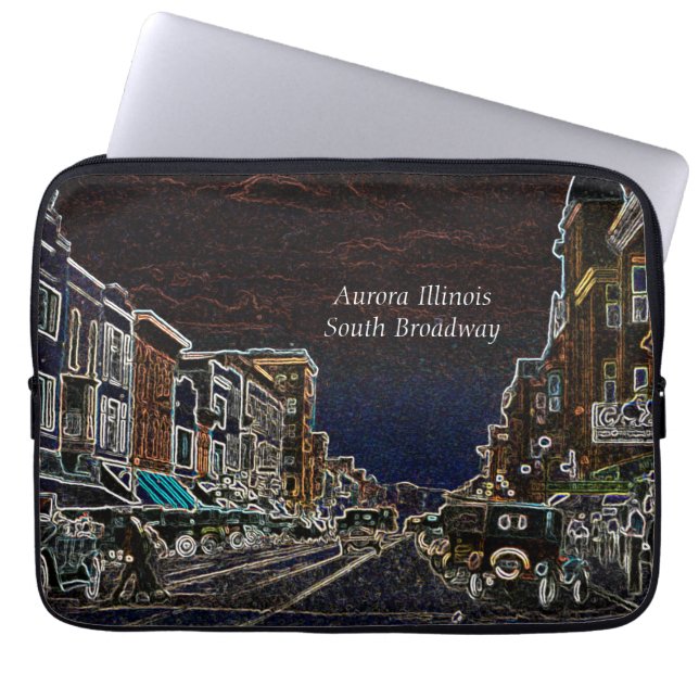Aurora Illinois South Broadway Neon Art 1920 Laptop Sleeve (Voorkant)