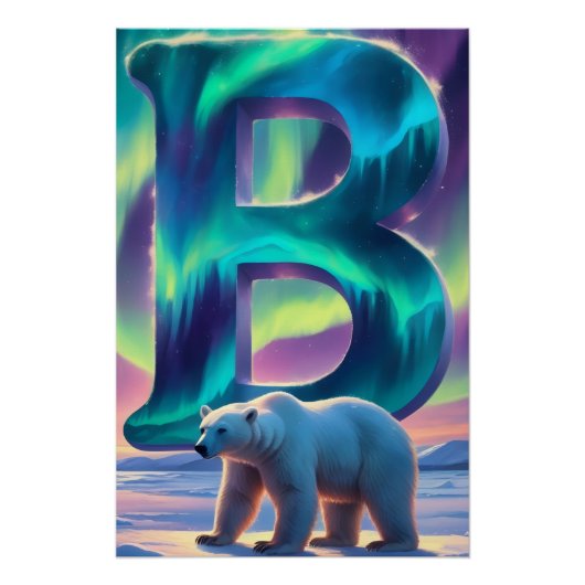 Aurora Letter B Poster | Noorderlicht Kunstprint (Voorkant)