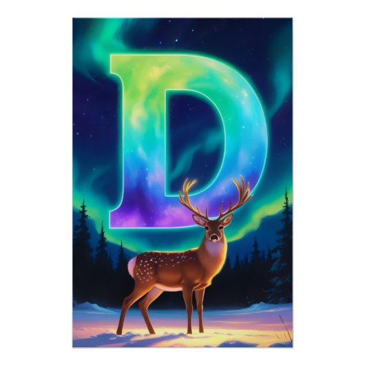 Aurora Letter D Poster | Print Kunst Noordelijke L (Voorkant)