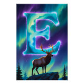 Aurora Letter E Poster | Northern Lights Art Print (Voorkant)