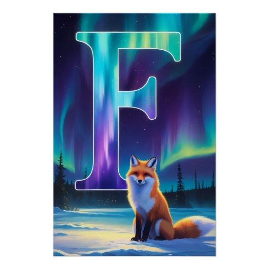 Aurora Letter F Poster | Northern Lights Art Print (Voorkant)