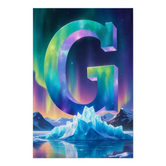 Aurora Letter G Poster | Northern Lights Art Print (Voorkant)