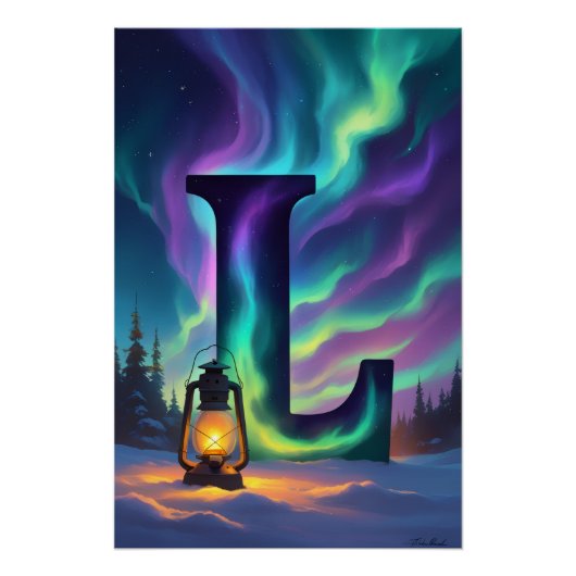 Aurora Letter L Poster | Northern Lights Art (Voorkant)