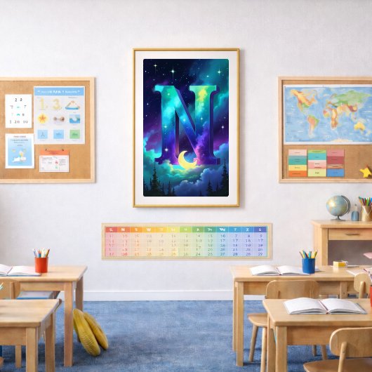 Aurora Letter N Poster | Kunst van het Noorderlich