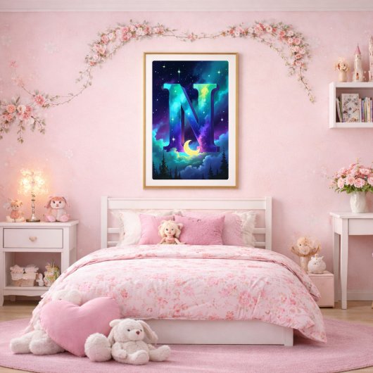 Aurora Letter N Poster | Kunst van het Noorderlich