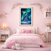 Aurora Letter R Poster | Northern Lights Art