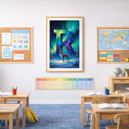 Aurora Letter R Poster | Northern Lights Art