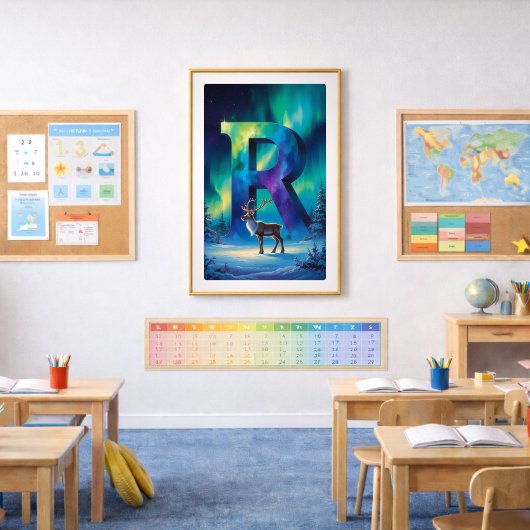 Aurora Letter R Poster | Northern Lights Art